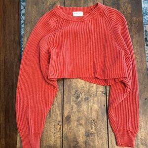 Victoria + Sophia Cropped Orange Sweater Size S